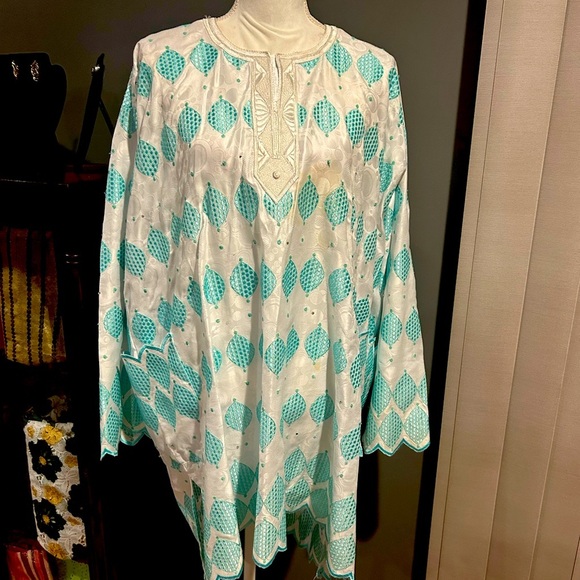 African Mens Clothing Traditional 2 Piece Embroidered Suit Shirt Pants - Picture 4 of 6